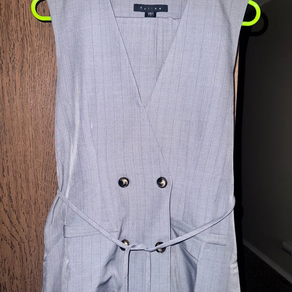 Tulléa Gray Sleeveless Double-Breasted Vest/Pantsuit